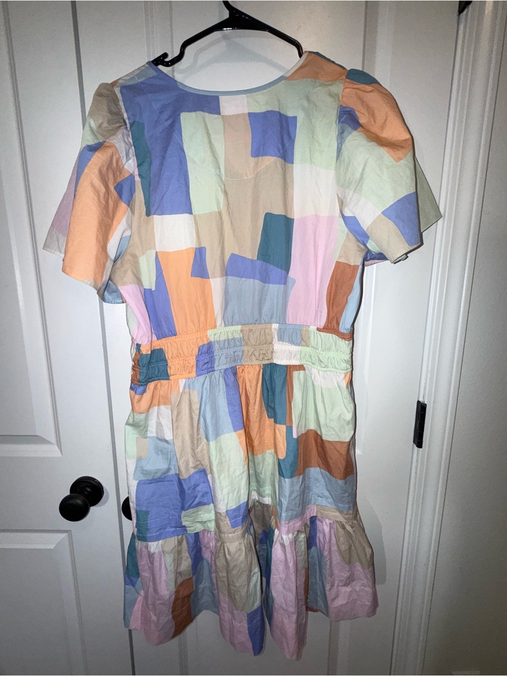 Anthropologie | Somerset Mini Dress | Pastel Patchwork Smocked Waist | Size XL - Picture 3 of 7